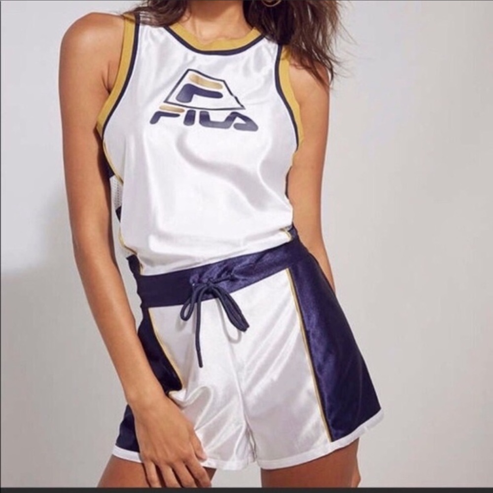 Fila x UO White Navy Jersey Romper